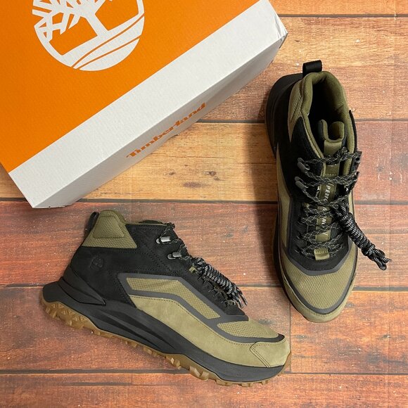 Timberland Men's Motion Access Mid Olive Ripstop Waterproof Hiking Shoes - Picture 1 of 6